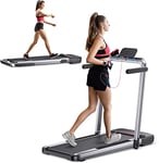 FLYLINKTECH Home Treadmill, Vitesse maximale 14km/h,Tapis de Course Pliable,Télécommande (Blanc argenté)