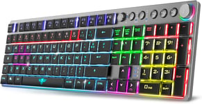 XPERT K1500, Clavier Gamer Mecanique sans Fil & Bluetooth RGB, Touches 100% Anti-Ghosting Switch Red, Gaming Keyboard en Aluminum Azerty Français, Compatible Mac, iOS, Android & PC.[V1630]