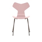 Fritz Hansen - 3130 Grand Prix, Lackad, Pale Rose, Underrede Brown Bronze - Spisestoler - Arne Jacobsen - Rosa - Metall/Tre