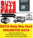 NEW Smarty UK WiFi Router Unlimited DATA ONLY Sim Card Pay As You Go 5G 4G MiFi