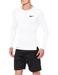 Nike M NP Top LS Tight T-Shirt à Manches Longues Homme, White/(Black), FR : L (Taille Fabricant : L-T)