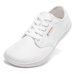 HOBIBEAR Chaussures Unisexe Larges Pieds Nus pour Hommes Femmes Baskets minimalistes Zero Drop Chaussures (Blanc,EU 45)