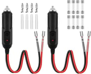 Adaptateur Male Pour Allume-Cigare 2pcs 17cm 16 Awg Prise Allume Cigare 12v 24v Avec Fusibles 10a/15a Et Lumière Led Pour Onduleur De Voiture Pompe À Air Tasse Électrique Voiture Camion-17cm-.