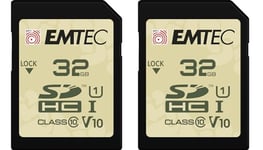 EMTEC - 2X Cartes Mémoires SD UHS-I U3 V30 Outdoor ECMSD32GHC10ORP2 - Résistance à l’Eau IPX7, pour Caméra Extérieure, Drône - Vidéo Full HD, 4K UHD - 32Go/GB