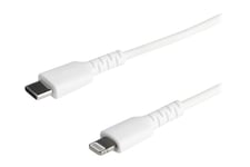 StarTech.com 2m tålig, vitt USB-C till Blixtkabel - Hård, tålig aramifiber USB typ A till Blixtladdare/synkron strömsladd - Apple MFi-certifierad iPad/iPhone 12 - Lightning-kabel - Lightning / USB 2.0 - 2 m