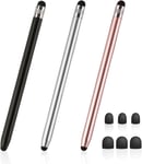 Lot De 3 Stylos À Double Tête Pour Écran Tactile En Caoutchouc, Stylo Capacitif En Métal Pour Téléphone Portable, Tablette, Convient Pour Prendre Des Notes, Écrire, Jouer Et Peindre (Noir, A[L355]