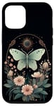 Coque pour iPhone 15 Esthétique Sorcière Luna Moth Fleur Floral Papillon Lune