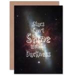 Stars Shine Darkness Space Greetings Card Plus Envelope Blank inside