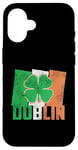 iPhone 16 Shamrock Clover On Vintage Irish Flag Dublin Ireland Pride Case