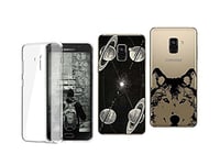 NOVAGO Compatible avec Samsung A8 Plus A8+ 2018 Coque Souple Transparente et Résistante Anti Choc avec Impression de qualité(3 Coques, Multicolore 8)