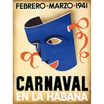 Wee Blue Coo Travel Tourism Masque de Carnaval de Cuba la Havane Vintage Rétro Advertising Imprimé Art Affiche Murale 12X16