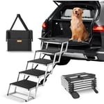 Escalier pour animaux de compagnie pour vehicules, large rampe pour chien a 5 marches, marches pliables en aluminium avec revetement antiderapant,