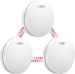 CPVAN Wireless Interlinked Smoke Alarms with 10 Years Battery Life, Linked Fire Alarm, Smoke Alarms for Home, Interconnected Smoke Detector, EN14604, CE Certified, Low-Battery Alert. 3 Pack