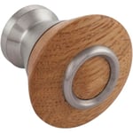 ALLES IM GRIFF Ladon Bouton de meuble Ø 33 mm – Bouton pour armoire – Poignée de meuble en bois et métal, chêne laqué naturel/acier inoxydable brossé