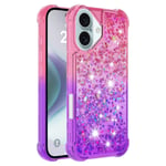 SKALO iPhone 16 Plus Juoksuhiekka Glitter Sydämet TPU kuori - Pinkki-Violetti