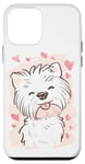 Coque pour iPhone 12 mini Chien mignon et moelleux entouré de cœurs