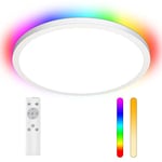 LEDYA Plafonnier LED Dimmable RGB, 18W 1600LM Luminaire Salle de Bain 2700K-6500K Blanc Chaud Naturel Lumière Blanc Froid,pour Salon,Chambre,Cuisine,Balcon,Couloir,295×25mm