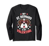 St Bernard My Valentines Hearts Day Dog Mom Dad Long Sleeve T-Shirt