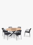 4 Seasons Outdoor Barista & Prado 6-Seater Garden Dining Set with Lazy Susan, FSC-Certified (Teak Wood), Anthracite/Natural