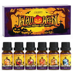 SALUBRITO Halloween Essential Oils Set, Pumpkin Pie, Spiced Cider, Caramel Apple, Candy Corn, Snickerdoodle, Witch's Brew Scented Oils for Diffuser, Candle, Soap Making, Premium Autumn Fragrance Oils