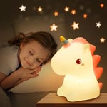 One Fire Veilleuse Bébé Veilleuse Enfant, 16 Couleurs Veilleuse Licorne, Dimmable Veilleuse Bebe, 1200 mAh USB Veilleuse Enfant Rechargeable, Silicone Lampe Enfant, Veilleuse Fille, Lampe Licorne