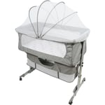 Lit de bébé Portable Hauteur Réglables et Chambre Multifonctionnel européen,Lit parapluie,92 x 58 x 70-90cm,gris foncé