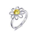 Adjustable Crystal Daisy Ring Created with Zircondia® Crystals by Philip Jones