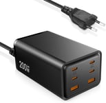 Chargeur USB C Rapide,200W Chargeur Rapide USB C pour 2 Ordinateurs Portables,6 Ports Chargeur USB Multiple,Chargeur GaN Compatible avec MacBook Pro/Air,iPad,iPhone 15/14,Samsung Tab/Galaxy S23/Note