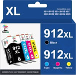 Cartouches 912 Xl Compatibles Pour Cartouche Hp 912 912Xl Pour Hp Officejet 8012 8010 8014 8015 8017 Hp Officejet Pro 8025 8024 8023 8020 8022 (Pack De 4 Cartouches)