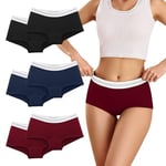 Desanlapi Culotte Femme en Coton Boxer de Sport Shorts Caleçon Femme Shorty sous-vêtements Extensible Hipster Stretch Slips Lot de 6 Noir Bleu Marine Rouge XL