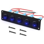 5 Gang Bascule Du Tableau de Bord Rond Switch Panel Waterproof 12-24V LED pour RV Ship Yacht Marine Car Marine Ship Bleu