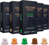 Grano Milano 50 Aluminium Nespresso Compatible Coffee Pods Original line - & in