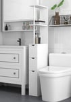 Tall Bathroom Cupboard White Storage Cabinet Slim Narrow Drawers Door Tower Unit