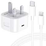 iPhone Charger [MFi Certified] iPhone Fast Charger Cable and Plug 20W USB C Fast Charger Plug with 2M Cable,Compatible with iPhone 14/14 Plus/14 Pro/14 Pro Max/13/12/SE/11 Pro Max/XS Max/XR/X/8/iPad