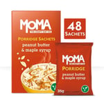 MOMA Porridge Sachets PEANUT BUTTER & MAPLE SYRUP - Box of 48 x 35g - Breakfast Jumbo Oat with Natural Flavouring - High in Fibre, Source of Protein, & Rich in Vitamin B6 - Made in UK