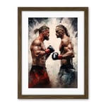 Artery8 Cage Fight Oil Paint Artwork Combat Mixed Martial Arts Boxing Wrestling Artwork Framed Wall Art Print 18X24 Inch