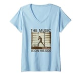 Womens Footloose The Music Is On His Side Poster V-Neck T-Shirt