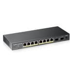 Zyxel Unmanged 10-Port 8-Port Gigabit PoE+ Switch with 130W PoE Max. 2 SFP Ports