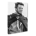 Clint Eastwood No.2 Modern Canvas Wall Art Print Ready to Hang, Framed Picture for Living Room Bedroom Home Office Décor, 20x14 Inch (50x35 cm)