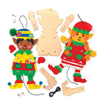 Baker Ross Kits de Couture marionnettes à Main de Lutins de Noël (Paquet de 4) - Loisirs créatifs festifs pour Enfants