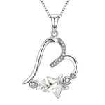 Praelinos Collier Femme Argent Sterling 925, Pendentif pour Toujours Cœur Collier 18K Plaqué Or Blanc Zircone Cubique Cristal Bijoux pour Femmes Cadeau de Saint-Valentin Noël D'anniversaire (Blanc)