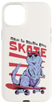 Coque pour iPhone 15 Plus Just Skate Fun Planche de skateboard rétro Motif chat Rouge