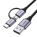 2in1 Usb Cable Ugreen Type-C / Micro Usb, Qc 3.0, 1m (Black)