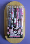 Japanese Anime Hello Kitty  Kuromi Design Set 6 Black Ink 0.5 mm Gel Pens