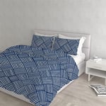 Italian Bed Linen Dafne Microfibre Duvet Cover Set, Citylife Blue, Double