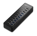 Amazon Basics USB-A 3.1 Hub 10 ports avec adaptateur secteur 65 W (20 V/3,25 A), Noir