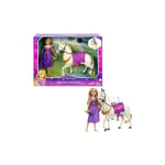 Disney Princesses Coffret Raiponce et Maximus avec Poupée Raiponce, Cheval Maximus, Figurine Pascal, Brosse et Accessoires de Monte, Jouet Enfant,