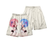 1PCS Swimming Shorts Mens Anime Ram Rem Re：Life In A Different World From Zero 3D Print Funny Hawaiian Beach Trunks Surf Gym With Pockets For Summer Beach Holiday S