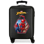 Marvel Spiderman Geo Valise Trolley Cabine Noir 38x55x20 cms Rigide ABS Serrure à combinaison 34L 2,6Kgs 4 roues doubles Bagage à main