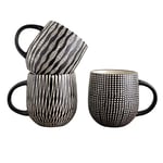 Chehoma - Lot de 3 tasses Hakama - 3 grandes tasses à café avec un joli motif aux couleurs unies Les tasses à café passent au micro-ondes et sont également idéales comme tasses à thé - Grandes tasses